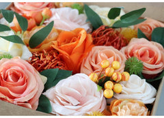 Flower Box Silk Blooming Flowers Orange Roses