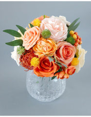 Flower Box Silk Blooming Flowers Orange Roses