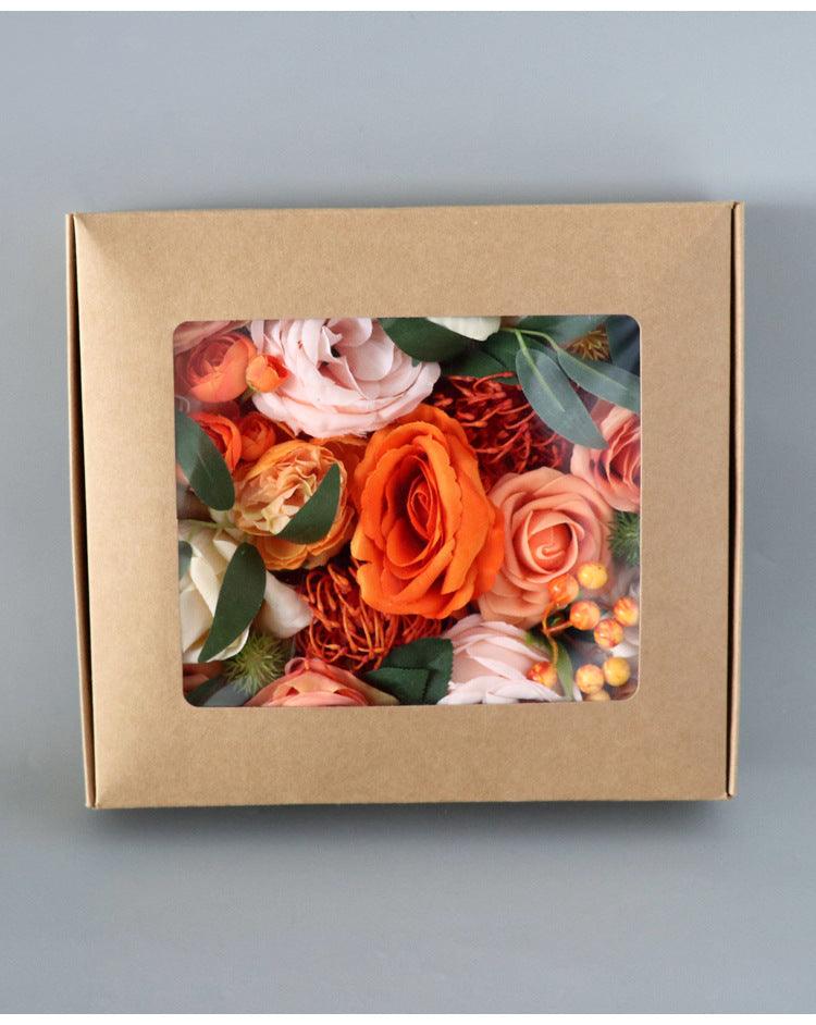 Flower Box Silk Blooming Flowers Orange Roses