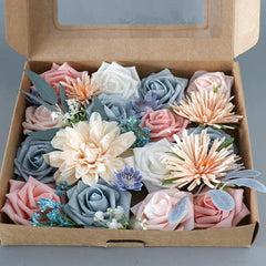 Flower Box Silk Blooming Flowers Pink Blue