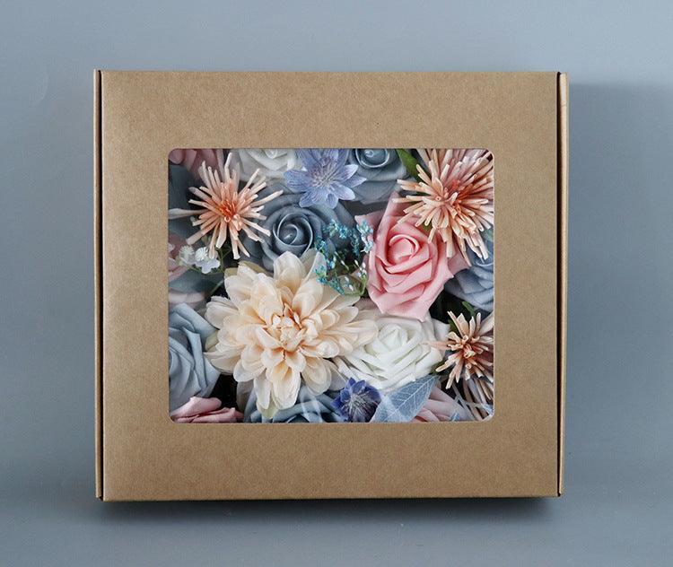 Flower Box Silk Blooming Flowers Pink Blue