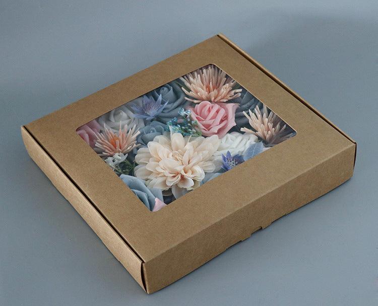 Flower Box Silk Blooming Flowers Pink Blue