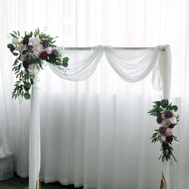 Wedding Arch Flowers Decor with Vintage Lotus Root Powder Light Pink Roses