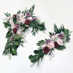 Wedding Arch Flowers Decor with Vintage Lotus Root Powder Light Pink Roses