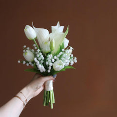 Bridal Bouquet Tulip Calla Lily of The Valley Green White