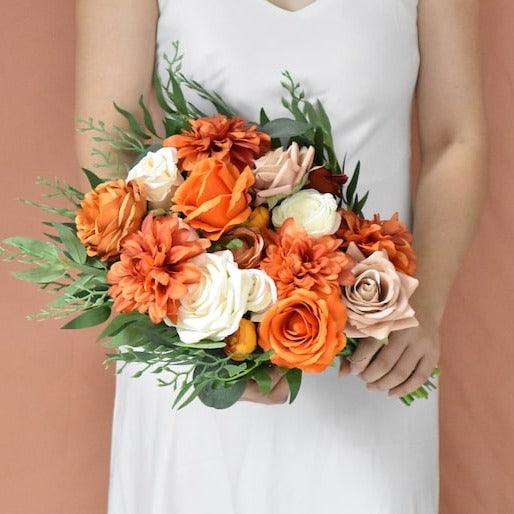 Fall Burnt Orange Bridal Bouquets