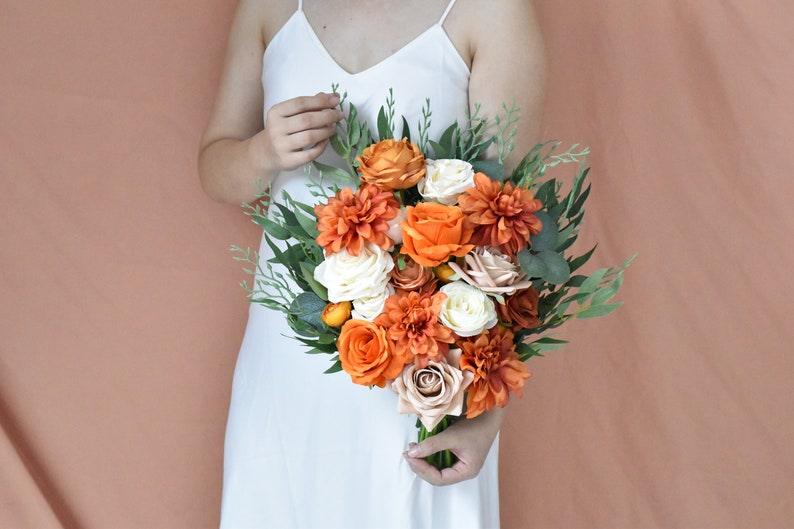 Fall Burnt Orange Bridal Bouquets