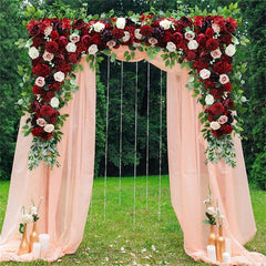 Wedding Backdrop Decor Party Cornor Flower Row - Burgundy