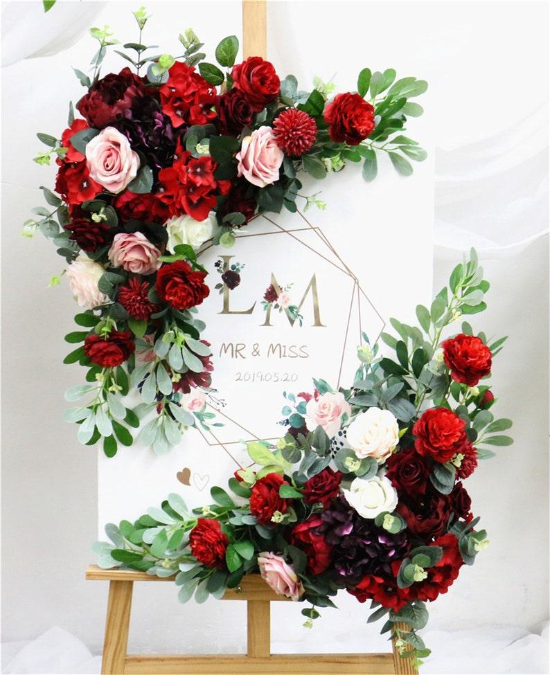 Wedding Backdrop Decor Party Cornor Flower Row - Burgundy