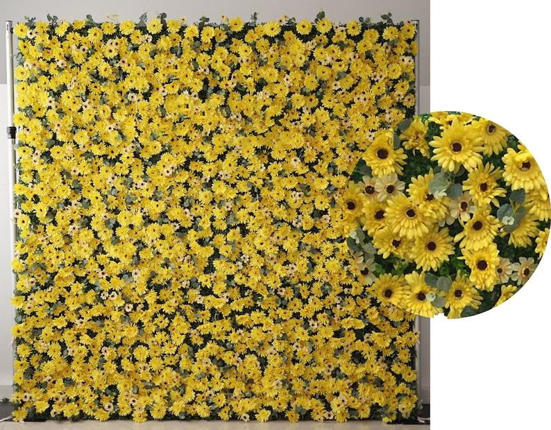 Flower Wall Yellow Daisy Fabric Rolling Up Curtain Floral Backdrop Wedding Party Proposal Decor