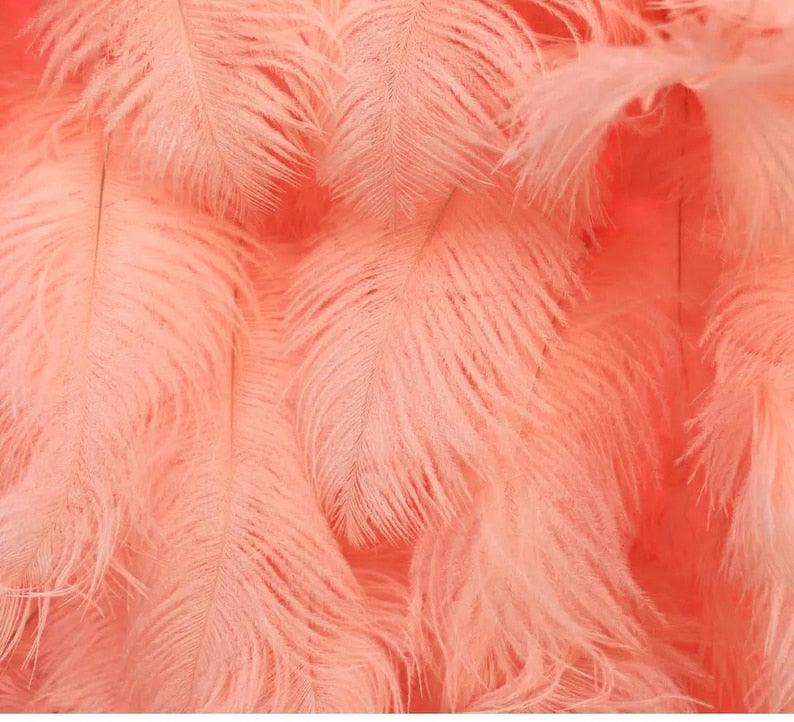 Flower Wall Bright Orange Ostrich Feather Fabric Rolling Up Curtain Floral Backdrop Wedding Party Proposal Decor